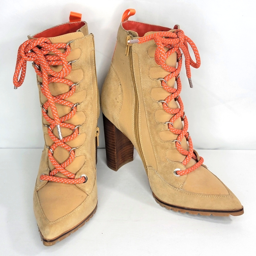 Steve Madden "Track"‎ Leather Suede Heeled Boots. SIZE 10M.